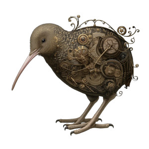 Clockwork Kiwi Vinyl Car Decal Sticker – Waterproof & UV-Resistant Clockwork Kiwi Vinyl Car Decal Sticker – Waterproof & UV-Resistant