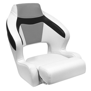 WISE Seating Boat Seat 3338-1782 Baja XL; Passenger Seat; Bucket Seat Type; Non-Adjustable; Non-Foldable; White/Gray And Black; Marine Grade Vinyl Fabric With Roto Molded Plastic Frame; Without Headrest; With Flip-Up Bolster And Mounting Plate WISE Seating Boat Seat 3338-1782 Baja XL; Passenger Seat; Bucket Seat Type; Non-Adjustable; Non-Foldable; White/Gray And Black; Marine Grade Vinyl Fabric With Roto Molded Plastic Frame; Without Headrest; With Flip-Up Bolster And Mounting Plate