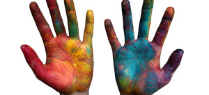 Colorful Painted Hands Vinyl Car Decal Sticker – Waterproof & UV-Resistant 