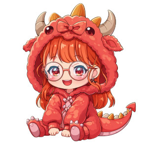 Chibi Dinosaur Girl V6 Vinyl Car Decal Sticker – Waterproof & UV-Resistant 