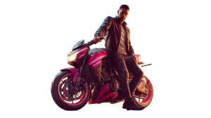 Neon Motorbike Protagonist Vinyl Car Decal Sticker – Waterproof & UV-Resistant 