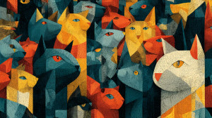 Cubist Cats Wallpaper Vinyl Car Decal Sticker – Waterproof & UV-Resistant 