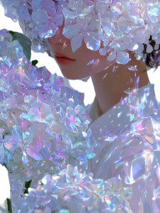 Colorful Hydrangea Girl V3 Vinyl Car Decal Sticker – Waterproof & UV-Resistant 