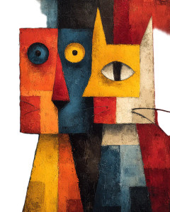 Cubist Child Cat Vinyl Car Decal Sticker – Waterproof & UV-Resistant 