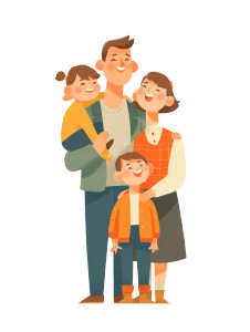 Happy Cartoon Family V2 Vinyl Car Decal Sticker – Waterproof & UV-Resistant 