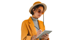 Stylish Woman Writing Vinyl Car Decal Sticker – Waterproof & UV-Resistant 