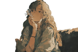 Contemplative Smoking Woman Vinyl Car Decal Sticker – Waterproof & UV-Resistant 