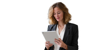 Executive Woman Working Vinyl Car Decal Sticker – Waterproof & UV-Resistant 