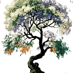 Naïve Art Tree Vinyl Car Decal Sticker – Waterproof & UV-Resistant 