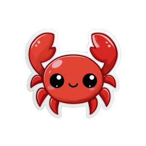 Red Cartoon Crab Vinyl Car Decal Sticker – Waterproof & UV-Resistant 