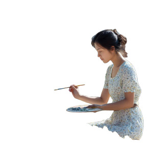 Asian Girl Painting Vinyl Car Decal Sticker – Waterproof & UV-Resistant 