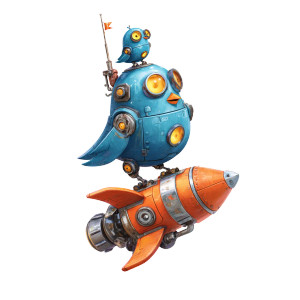Robot Bird Rocket Vinyl Car Decal Sticker – Waterproof & UV-Resistant Robot Bird Rocket Vinyl Car Decal Sticker – Waterproof & UV-Resistant