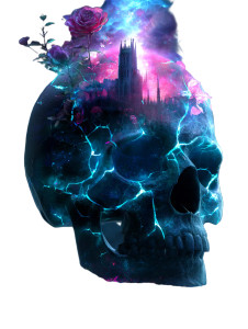 Glowing Cosmic Skull Vinyl Car Decal Sticker – Waterproof & UV-Resistant 