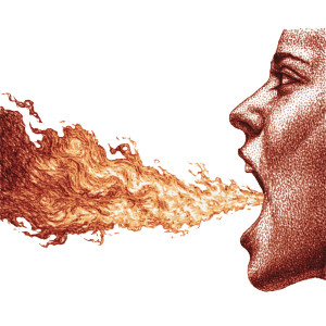 Fire-Spitting Woman Vinyl Car Decal Sticker – Waterproof & UV-Resistant 