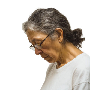 Contemplative Older Woman V2 Vinyl Car Decal Sticker – Waterproof & UV-Resistant 