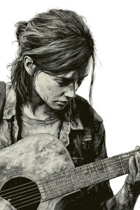 Ellie With Guitar Vinyl Car Decal Sticker – Waterproof & UV-Resistant 