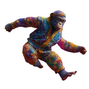 Colorful Monkey Outfit Vinyl Car Decal Sticker – Waterproof & UV-Resistant 