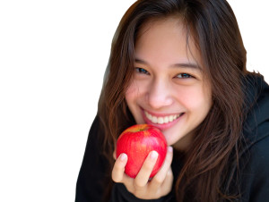 Asian Woman Eating Apple Vinyl Car Decal Sticker – Waterproof & UV-Resistant Asian Woman Eating Apple Vinyl Car Decal Sticker – Waterproof & UV-Resistant