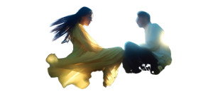 Floating Couple Conversation Vinyl Car Decal Sticker – Waterproof & UV-Resistant 