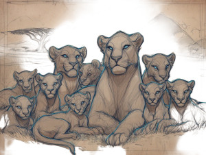 Lion Pack Drawing Vinyl Car Decal Sticker – Waterproof & UV-Resistant 