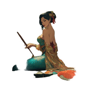 Mermaid Sushi Tale Vinyl Car Decal Sticker – Waterproof & UV-Resistant 
