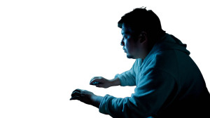 Typing Man Backview Vinyl Car Decal Sticker – Waterproof & UV-Resistant 