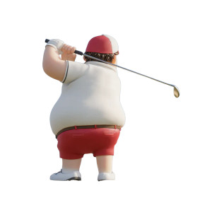 Pixar Style Golfer Vinyl Car Decal Sticker – Waterproof & UV-Resistant 