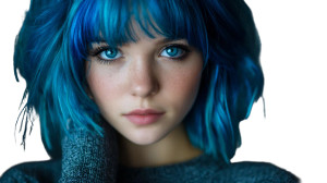 Blue-Haired Girl V5 Vinyl Car Decal Sticker – Waterproof & UV-Resistant 