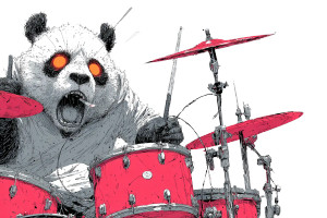 Scribble Drummer Panda V2 Vinyl Car Decal Sticker – Waterproof & UV-Resistant 