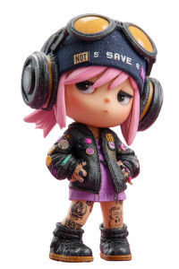 Chibi Punk Girl Vinyl Car Decal Sticker – Waterproof & UV-Resistant 