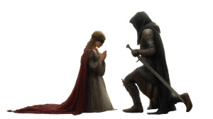 Medieval Prayer Scene V2 Vinyl Car Decal Sticker – Waterproof & UV-Resistant 