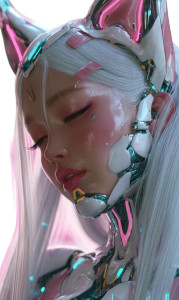 Cybernetic Anime Girl Vinyl Car Decal Sticker – Waterproof & UV-Resistant 