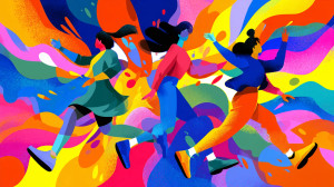 Dancing Children Illustration V2 Vinyl Car Decal Sticker – Waterproof & UV-Resistant 