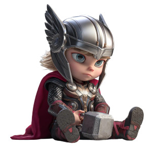 Chibi Thor Relaxing Vinyl Car Decal Sticker – Waterproof & UV-Resistant 