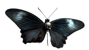 Skull Marked Butterfly Vinyl Car Decal Sticker – Waterproof & UV-Resistant 