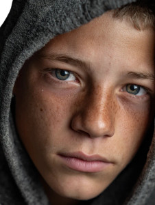 Homeless Boy Portrait Vinyl Car Decal Sticker – Waterproof & UV-Resistant 