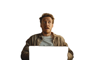 Surprised Man On Sofa Vinyl Car Decal Sticker – Waterproof & UV-Resistant 