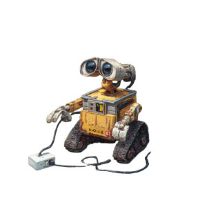 Cute Robot Charging Vinyl Car Decal Sticker – Waterproof & UV-Resistant 