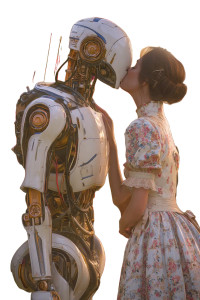 Robot Kissing Woman Vinyl Car Decal Sticker – Waterproof & UV-Resistant 