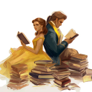 Belle And Prince Reading Vinyl Car Decal Sticker – Waterproof & UV-Resistant 