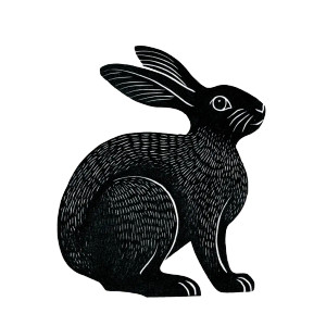 Rabbit Linocut V2 Vinyl Car Decal Sticker – Waterproof & UV-Resistant 