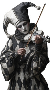 Sad Harlequin Violinist Vinyl Car Decal Sticker – Waterproof & UV-Resistant 