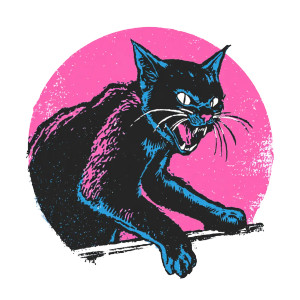 Angry Neon Cat Vinyl Car Decal Sticker – Waterproof & UV-Resistant 