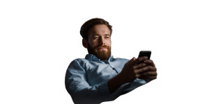 Cheerful Man On Sofa Vinyl Car Decal Sticker – Waterproof & UV-Resistant 