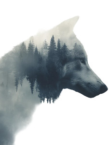 Wolf Forest Double Exposure Vinyl Car Decal Sticker – Waterproof & UV-Resistant 