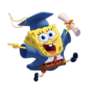 Graduating Spongebob Vinyl Car Decal Sticker – Waterproof & UV-Resistant 