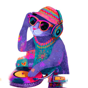 Whimsical Dj Cat Vinyl Car Decal Sticker – Waterproof & UV-Resistant 