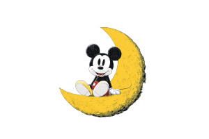 Mickey On Moon Vinyl Car Decal Sticker – Waterproof & UV-Resistant 