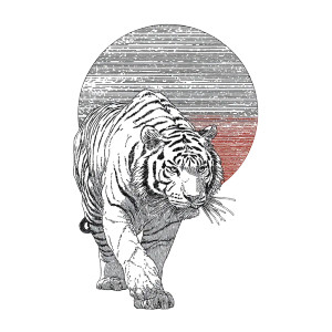 Japanese Tiger Silhouette Vinyl Car Decal Sticker – Waterproof & UV-Resistant 