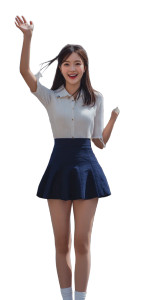 Cheerful Korean Woman V6 Vinyl Car Decal Sticker – Waterproof & UV-Resistant 